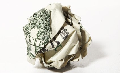 crumpled currency